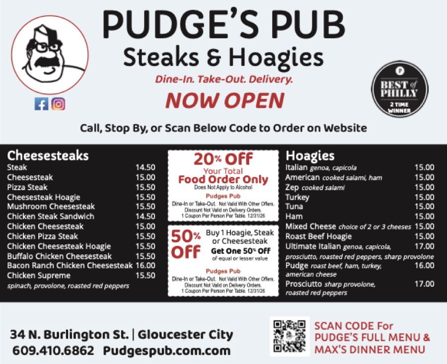 Pudge's Pub Steaks & Hoagies neighborhood mailer front