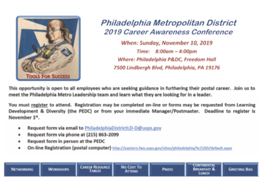 USPS employee conference announcement postcard front